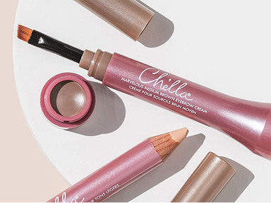 The curated eyebrow cream kit laid out